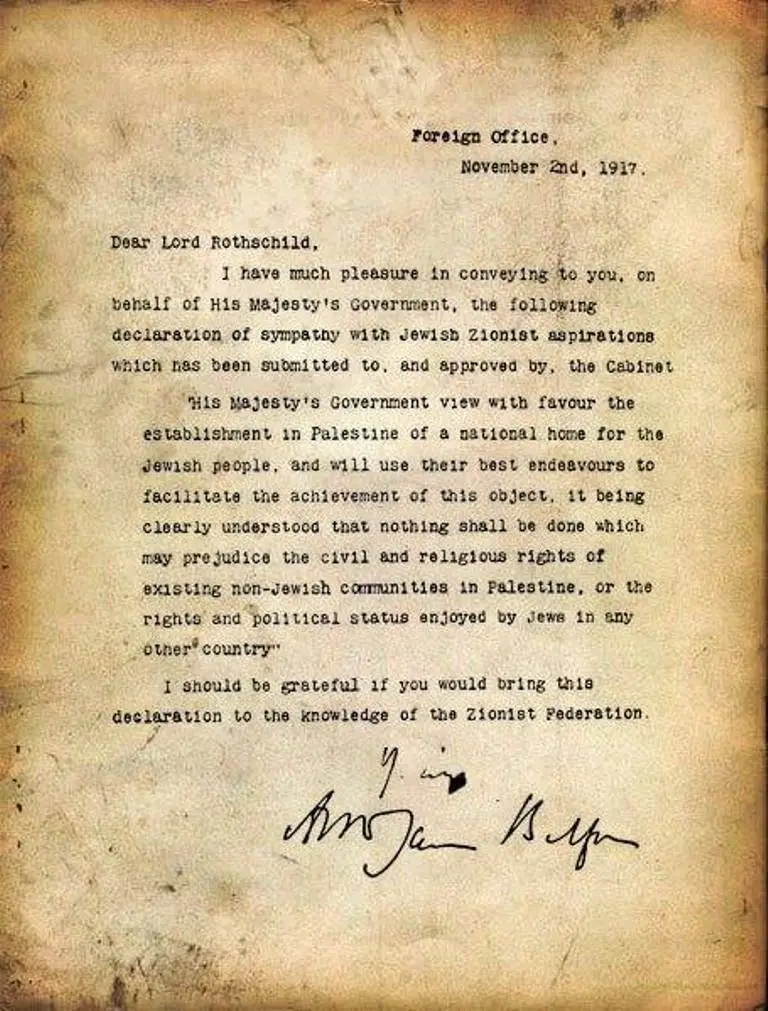 How the UK already Supported a Jewish State in 1917 – The Balfour Declaration