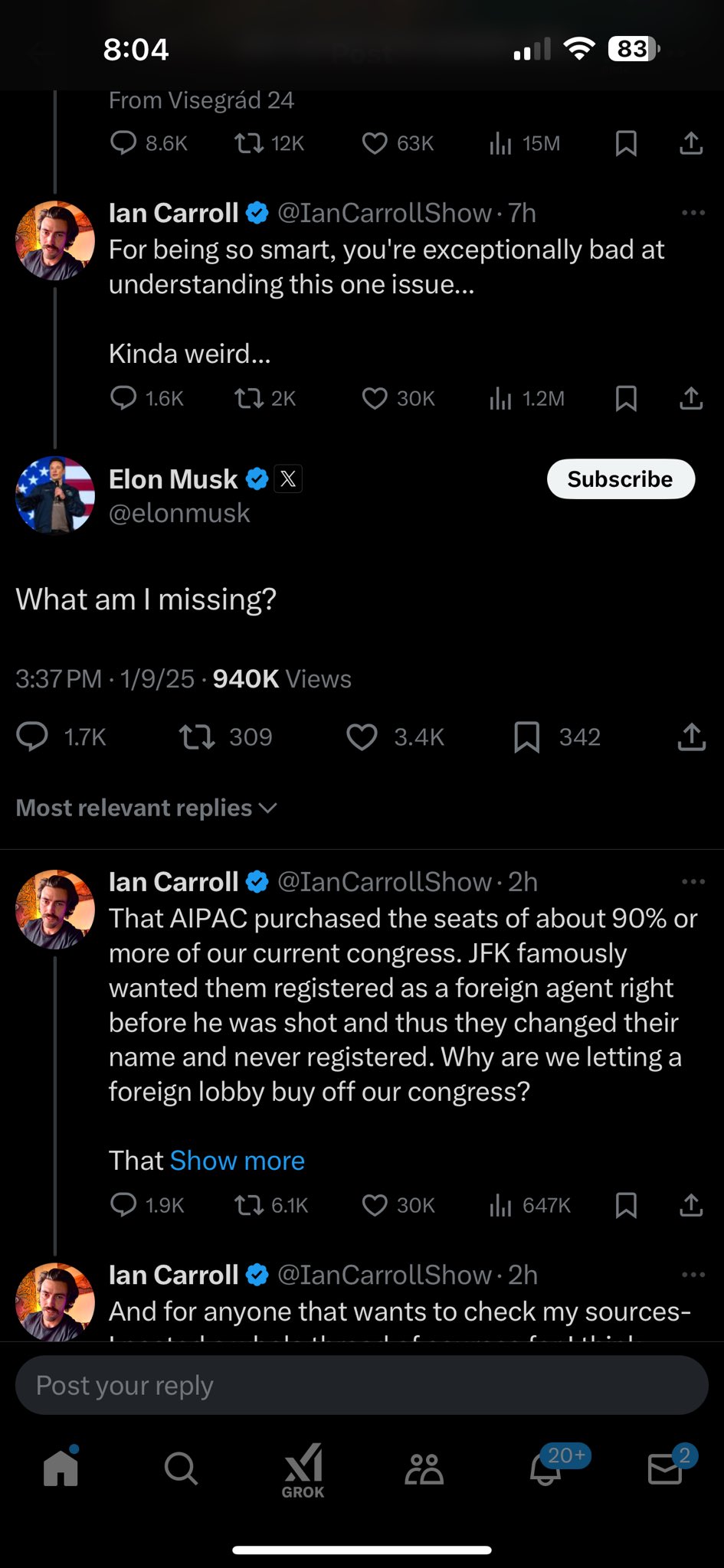 “I Just Israel-pilled Elon Musk” – An impressive post by Ian Carroll